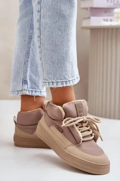 Best Śniegowce Damskie Big Star OO274A532 Beżowe Damskie Buty Sportowe Big Star|Śniegowce Damskie