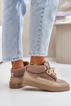 Best Śniegowce Damskie Big Star OO274A532 Beżowe Damskie Buty Sportowe Big Star|Śniegowce Damskie