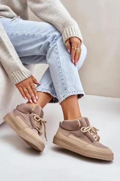 Best Śniegowce Damskie Big Star OO274A532 Beżowe Damskie Buty Sportowe Big Star|Śniegowce Damskie