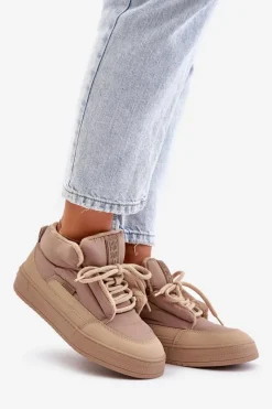 Best Śniegowce Damskie Big Star OO274A532 Beżowe Damskie Buty Sportowe Big Star|Śniegowce Damskie