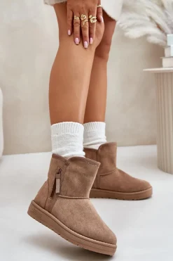 Sale Śniegowce Damskie Big Star OO274A165 Beżowe Damskie Śniegowce Damskie