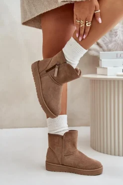 Sale Śniegowce Damskie Big Star OO274A165 Beżowe Damskie Śniegowce Damskie