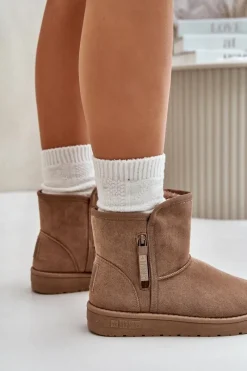 Sale Śniegowce Damskie Big Star OO274A165 Beżowe Damskie Śniegowce Damskie