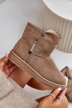 Sale Śniegowce Damskie Big Star OO274A165 Beżowe Damskie Śniegowce Damskie