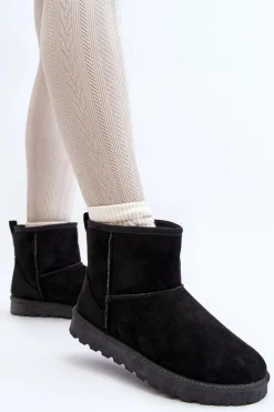 Boto Śniegowce Damskie Eko Zamszowe Czarne Enranta