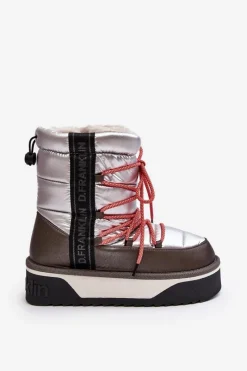 Śniegowce Damskie></noscript>D.Franklin Śniegowce Damskie Na Grubej Podeszwie Wegańskie DFSH371006 Srebrne Srebrny