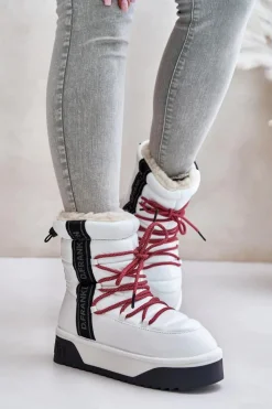 Outlet Śniegowce Damskie Na Grubej Podeszwie Wegańskie DFSH371007 Białe Damskie Śniegowce Damskie