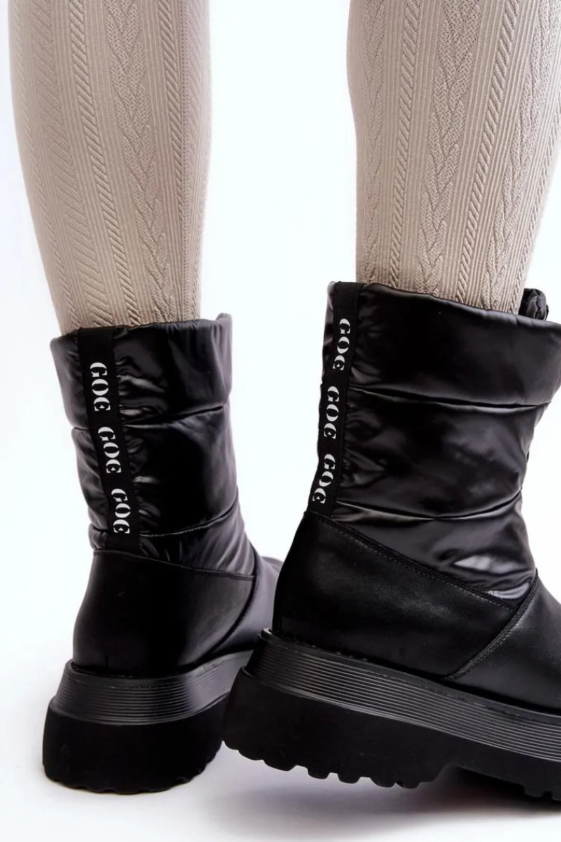 Hot Śniegowce Damskie Na Grubej Podeszwie Z Suwakiem MM2N4078 Czarne Damskie Śniegowce Damskie