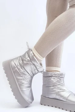 Śniegowce Damskie></noscript>Boto Śniegowce Damskie Na Masywnej Platformie Srebrne Fionia Srebrny