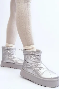 Śniegowce Damskie></noscript>Boto Śniegowce Damskie Na Masywnej Platformie Srebrne Fionia Srebrny