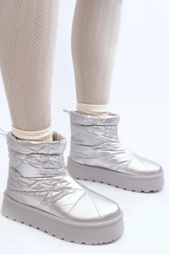 Śniegowce Damskie></noscript>Boto Śniegowce Damskie Na Masywnej Platformie Srebrne Fionia Srebrny