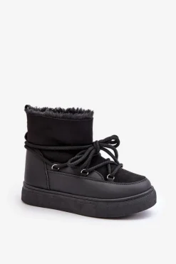 Online Śniegowce Damskie Na Platformie Ocieplane Futerkiem Czarne Aziara Damskie Śniegowce Damskie