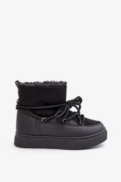 Online Śniegowce Damskie Na Platformie Ocieplane Futerkiem Czarne Aziara Damskie Śniegowce Damskie