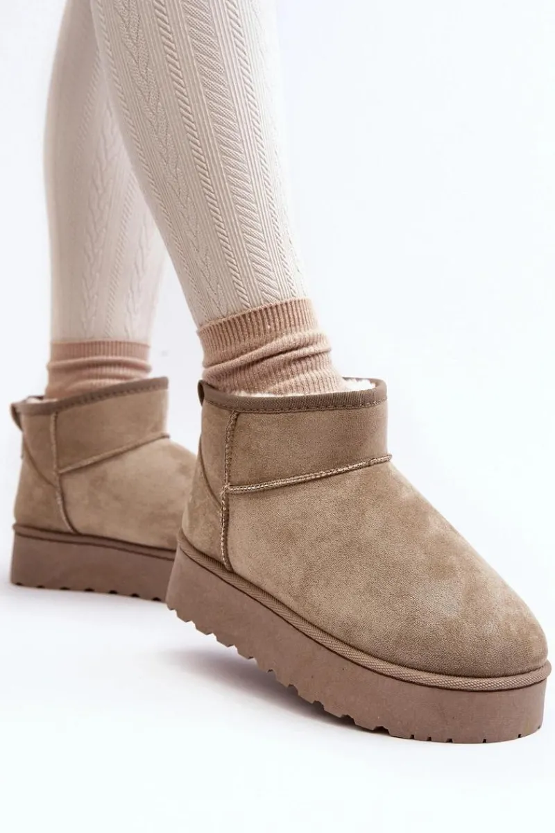 Śniegowce Damskie>Boto Śniegowce Damskie Na Platformie Ocieplane Futerkiem Zielone Xamella