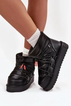 Śniegowce Damskie>D.Franklin Śniegowce Damskie Na Platformie DFSH370020 Czarne