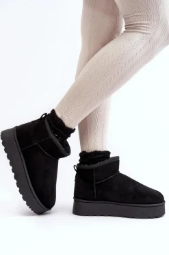 Best Śniegowce Damskie Na Platformie Ocieplane Futerkiem Czarne Xamella Damskie Śniegowce Damskie