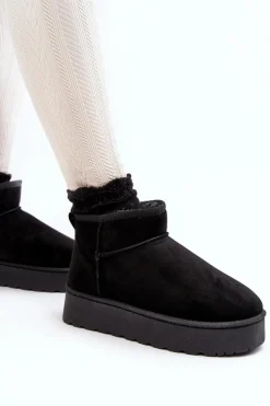 Best Śniegowce Damskie Na Platformie Ocieplane Futerkiem Czarne Xamella Damskie Śniegowce Damskie