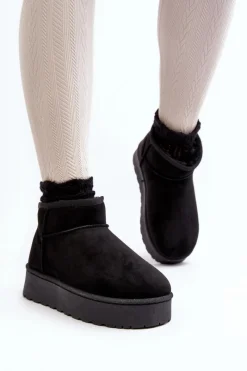 Best Śniegowce Damskie Na Platformie Ocieplane Futerkiem Czarne Xamella Damskie Śniegowce Damskie