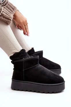 Best Śniegowce Damskie Na Platformie Ocieplane Futerkiem Czarne Xamella Damskie Śniegowce Damskie