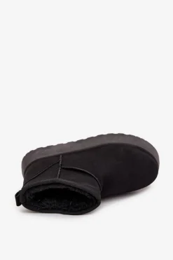 Online Boto Śniegowce Damskie Na Platformie Ocieplane Futerkiem Czarne Vesirae Czarny