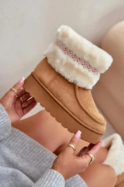 Online Śniegowce Damskie Na Platformie Z Futerkiem I Wzorem Camel Deepanti Damskie Śniegowce Damskie