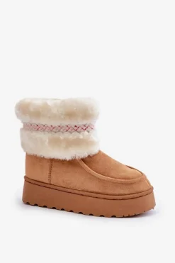 Online Śniegowce Damskie Na Platformie Z Futerkiem I Wzorem Camel Deepanti Damskie Śniegowce Damskie