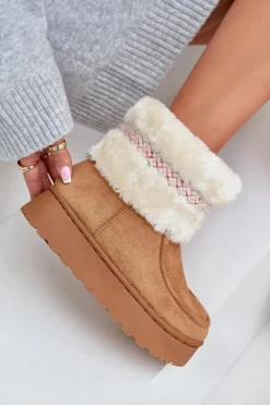 Online Śniegowce Damskie Na Platformie Z Futerkiem I Wzorem Camel Deepanti Damskie Śniegowce Damskie