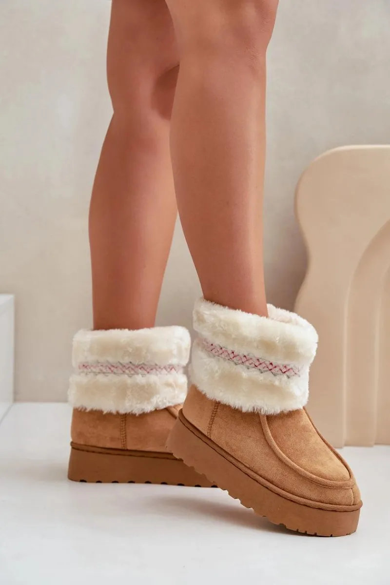 Online Śniegowce Damskie Na Platformie Z Futerkiem I Wzorem Camel Deepanti Damskie Śniegowce Damskie