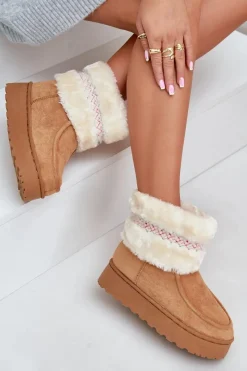 Online Śniegowce Damskie Na Platformie Z Futerkiem I Wzorem Camel Deepanti Damskie Śniegowce Damskie