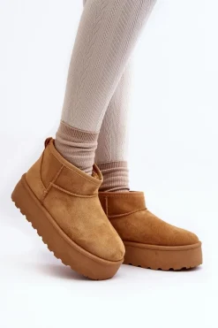 Śniegowce Damskie>Boto Śniegowce Damskie Na Platformie Camel Mennja