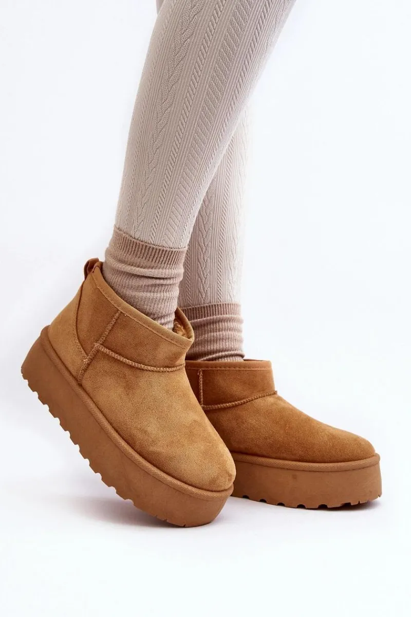 Śniegowce Damskie>Boto Śniegowce Damskie Na Platformie Camel Mennja