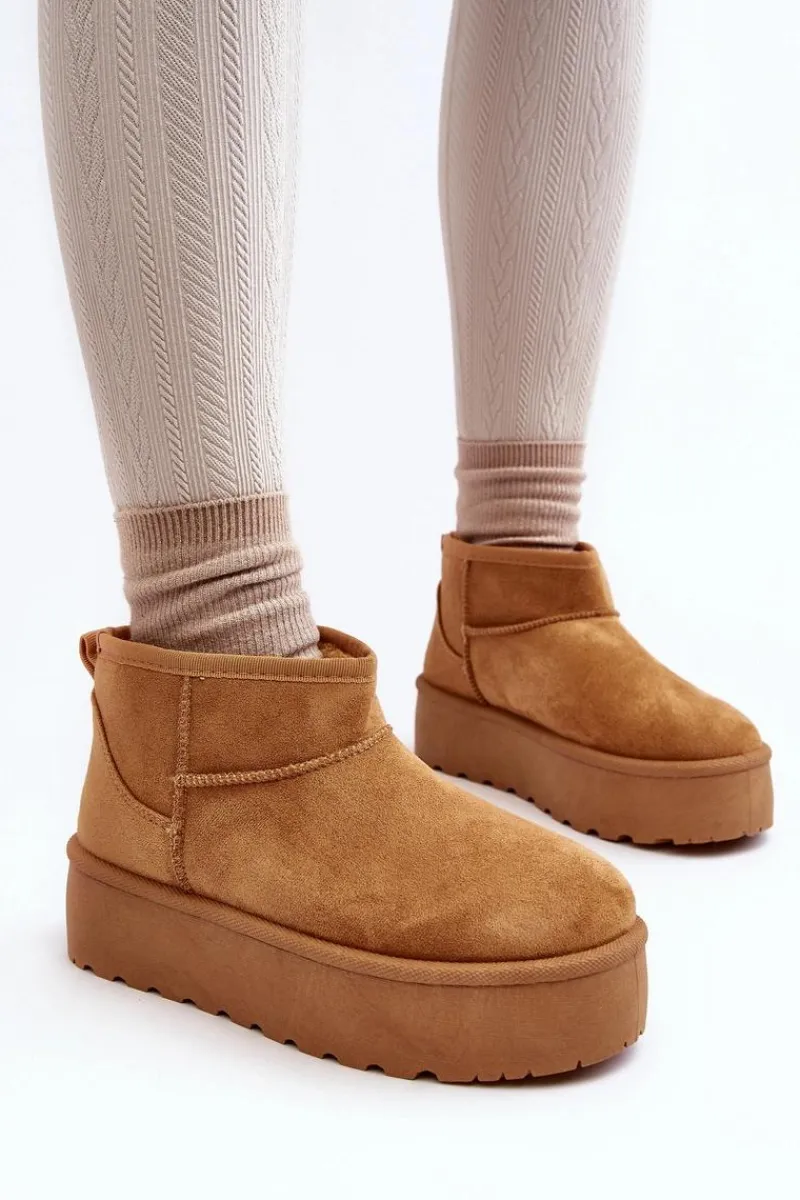 Śniegowce Damskie>Boto Śniegowce Damskie Na Platformie Camel Mennja