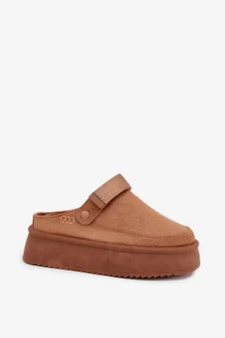 New Śniegowce Damskie Na Platformie Z Rzepem Camel Jorielle Damskie Śniegowce Damskie|Kapcie Klasyczne