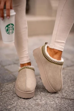 Hot Śniegowce Damskie Na Platformie Ocieplane Futerkiem Zielone Remenia Damskie Śniegowce Damskie|Kapcie Klasyczne