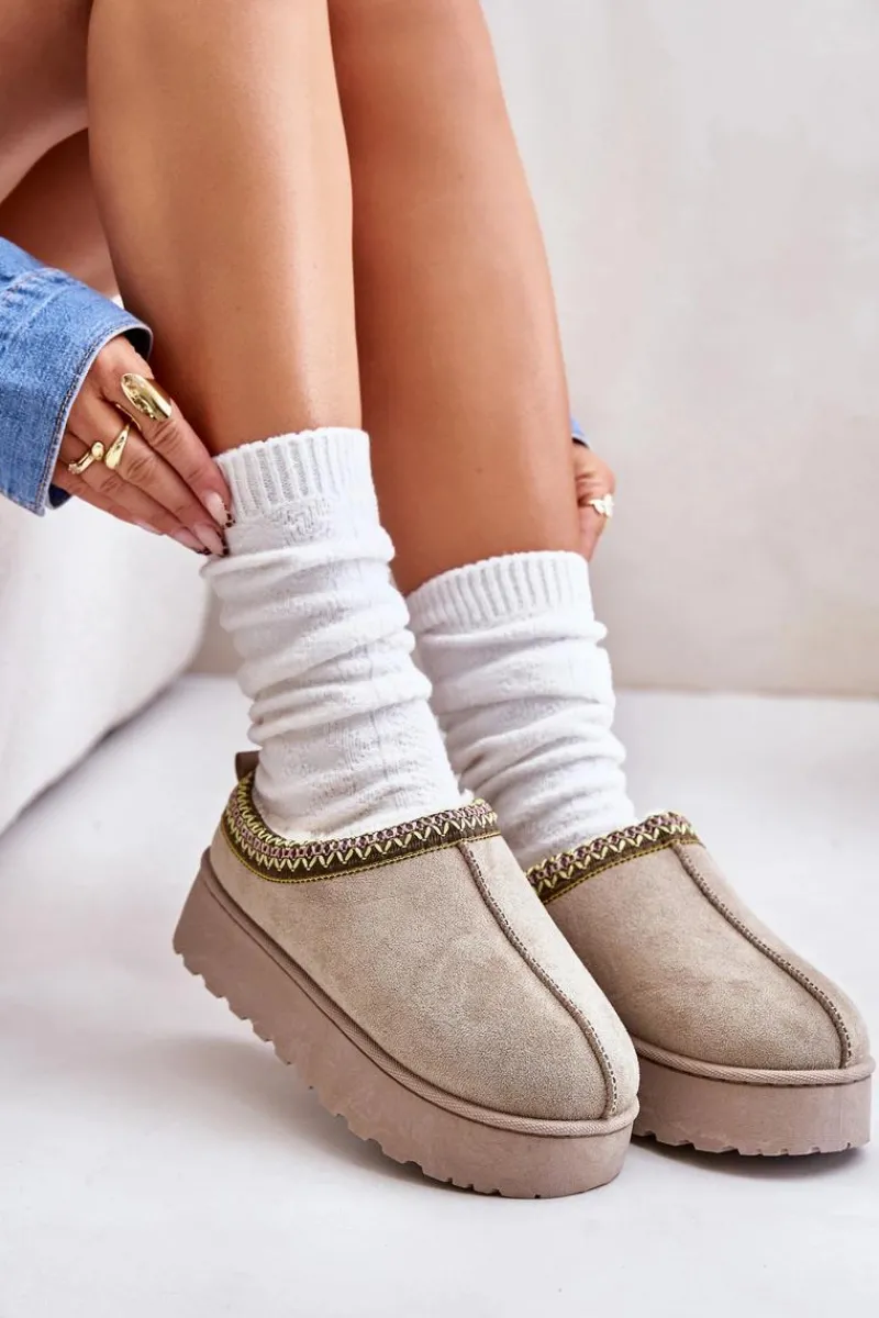 Hot Śniegowce Damskie Na Platformie Ocieplane Futerkiem Zielone Remenia Damskie Śniegowce Damskie|Kapcie Klasyczne