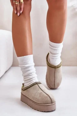 Hot Śniegowce Damskie Na Platformie Ocieplane Futerkiem Zielone Remenia Damskie Śniegowce Damskie|Kapcie Klasyczne