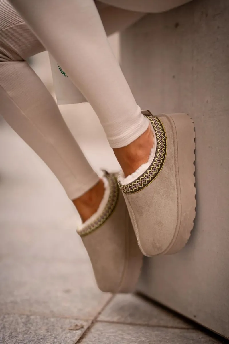 Hot Śniegowce Damskie Na Platformie Ocieplane Futerkiem Zielone Remenia Damskie Śniegowce Damskie|Kapcie Klasyczne