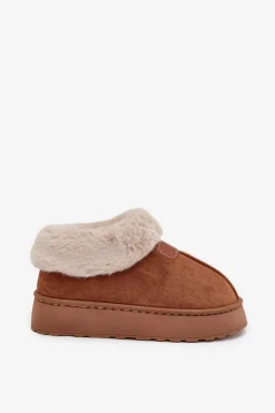 Śniegowce Damskie|Kapcie Klasyczne></noscript>Boto Śniegowce Damskie Na Platformie Z Futerkiem Camel Calyra Brązowy