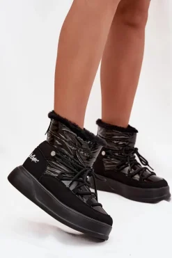 Best Lee Cooper Śniegowce Damskie Na Platformie LCJ-25-03-3814 Czarne Czarny