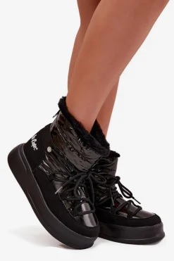 Best Lee Cooper Śniegowce Damskie Na Platformie LCJ-25-03-3814 Czarne Czarny