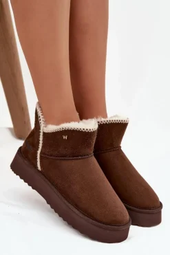 Clearance Śniegowce Damskie Na Platformie 20253093.IKU Czekoladowe Damskie Śniegowce Damskie