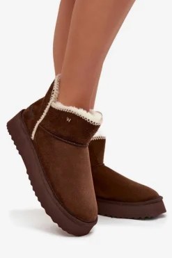 Clearance Śniegowce Damskie Na Platformie 20253093.IKU Czekoladowe Damskie Śniegowce Damskie