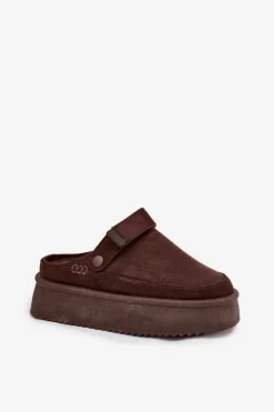 Hot Boto Śniegowce Damskie Na Platformie Z Rzepem Czekoladowe Jorielle