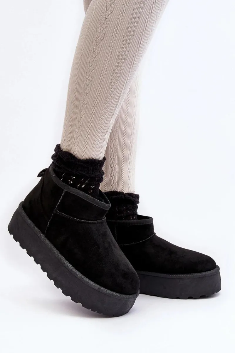 Best Boto Śniegowce Damskie Na Platformie Czarne Mennja