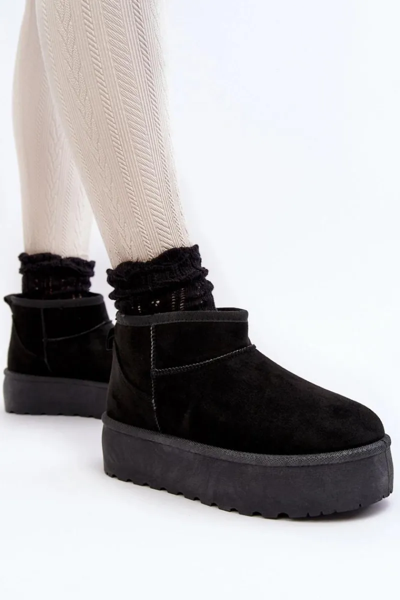 Best Boto Śniegowce Damskie Na Platformie Czarne Mennja