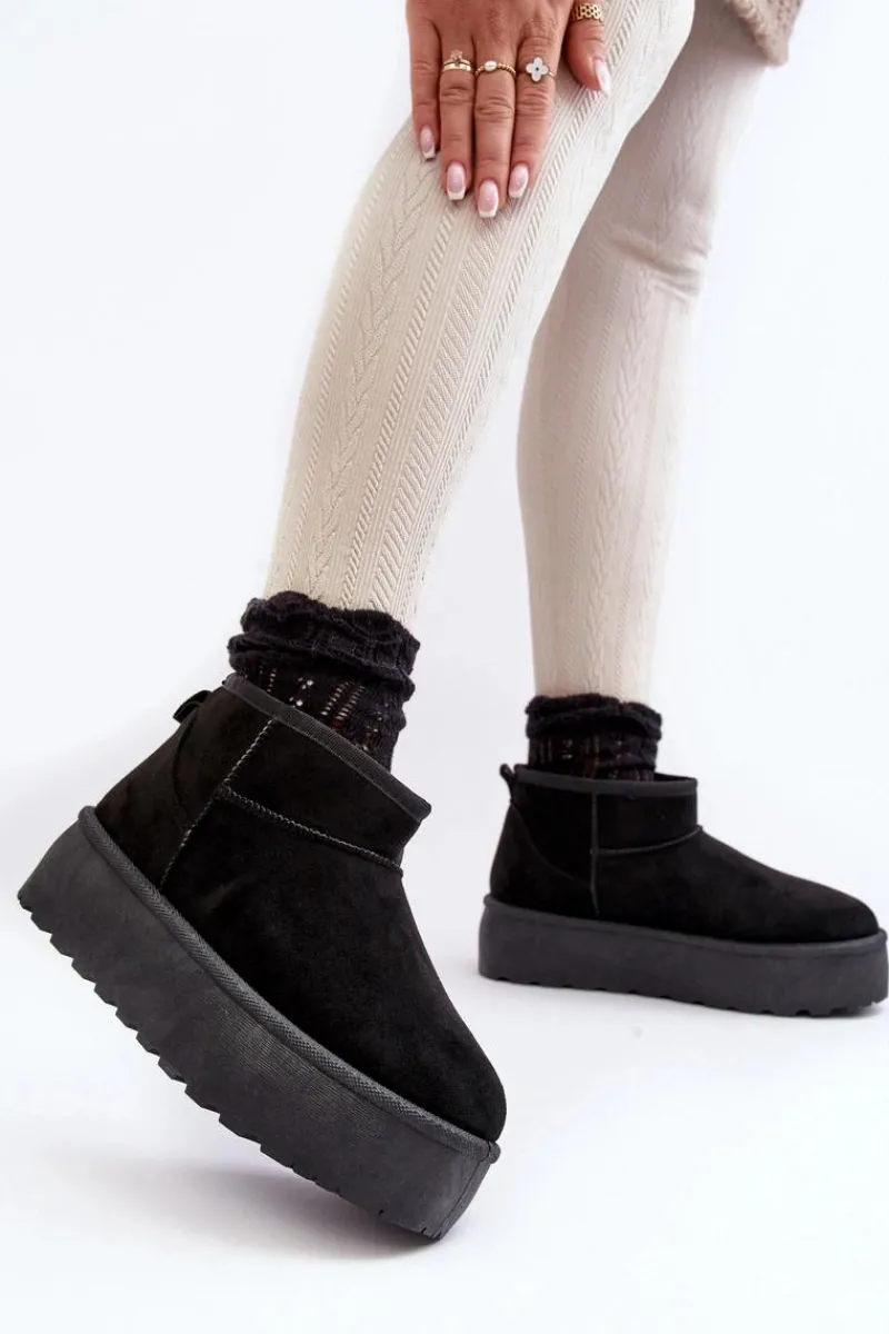 Best Boto Śniegowce Damskie Na Platformie Czarne Mennja