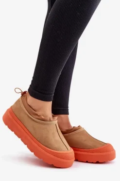 Śniegowce Damskie></noscript>Boto Śniegowce Damskie Na Platformie Z Niską Cholewką Camel Izamine Brązowy