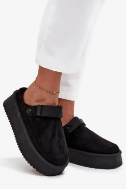New Śniegowce Damskie Na Platformie Z Rzepem Czarne Jorielle Damskie Śniegowce Damskie|Kapcie Klasyczne