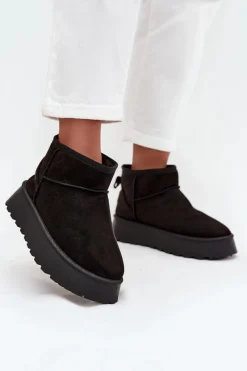 Śniegowce Damskie>Boto Śniegowce Damskie Na Platformie Czarne Celyra Czarny