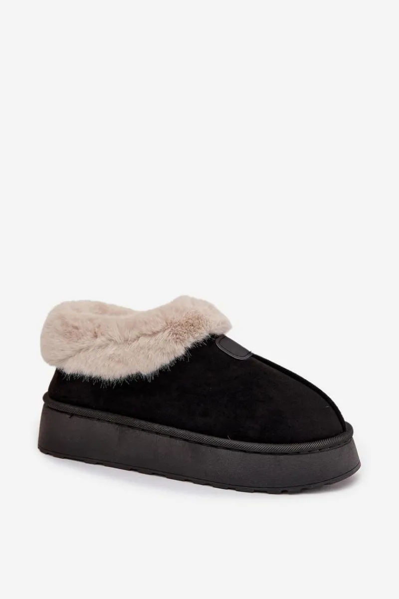 Best Boto Śniegowce Damskie Na Platformie Z Futerkiem Czarne Calyra Czarny